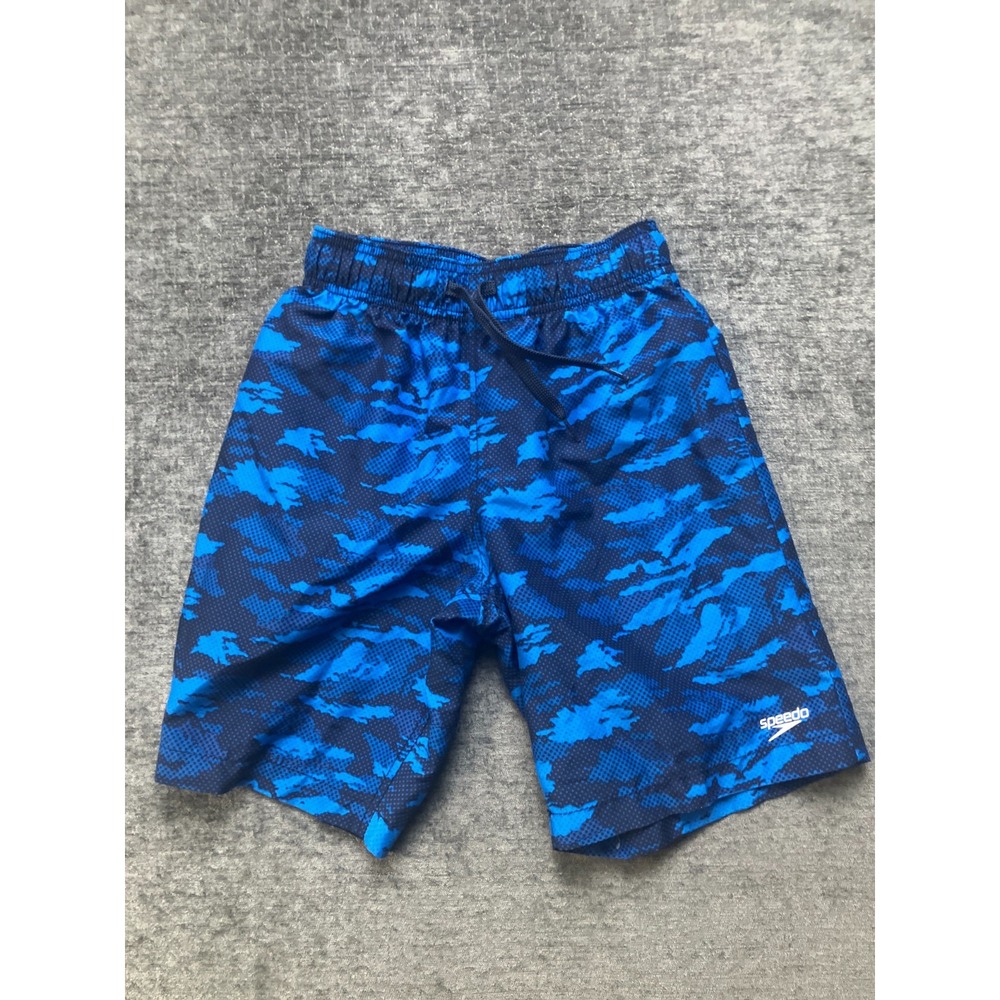 Speedo Volley Board Shorts Mens Medium Blue Camo Print Swimwear Beach Drawstring